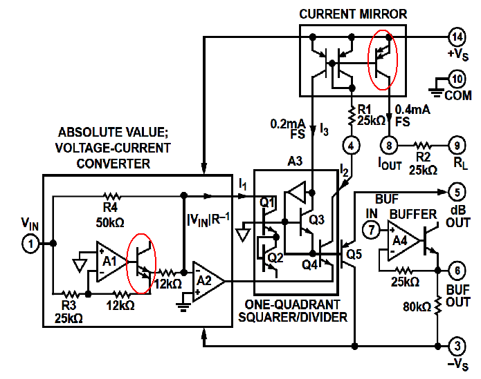 OPAMP 실효값 회로 MULTIEMITTER TRANSISTOR,CURRENT MIRROR ( 31