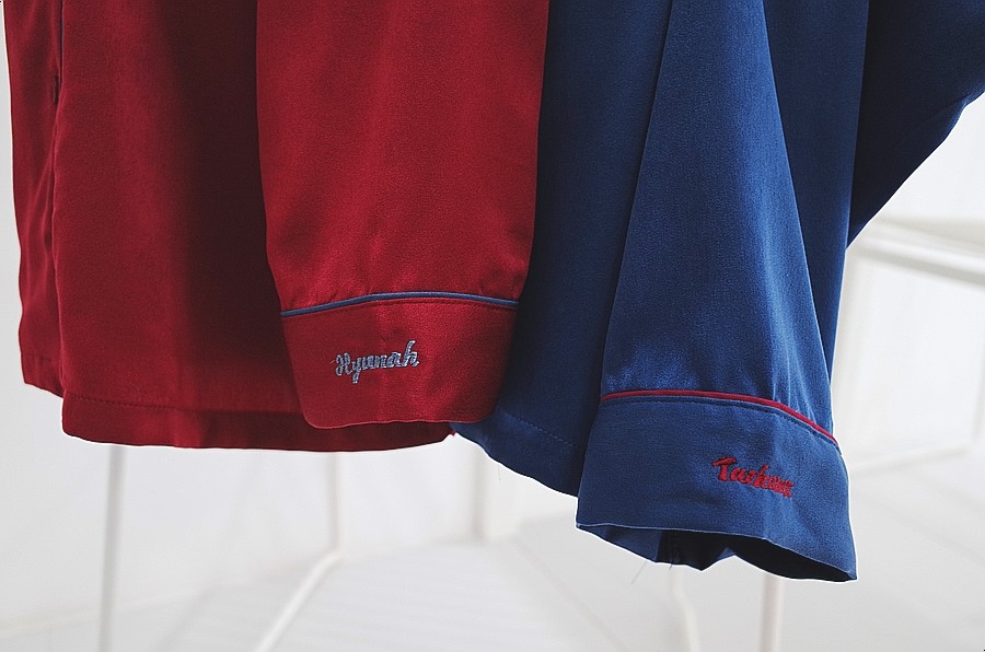 New Wine Silk Pajamas Newlyweds Couple Pajamas Fas